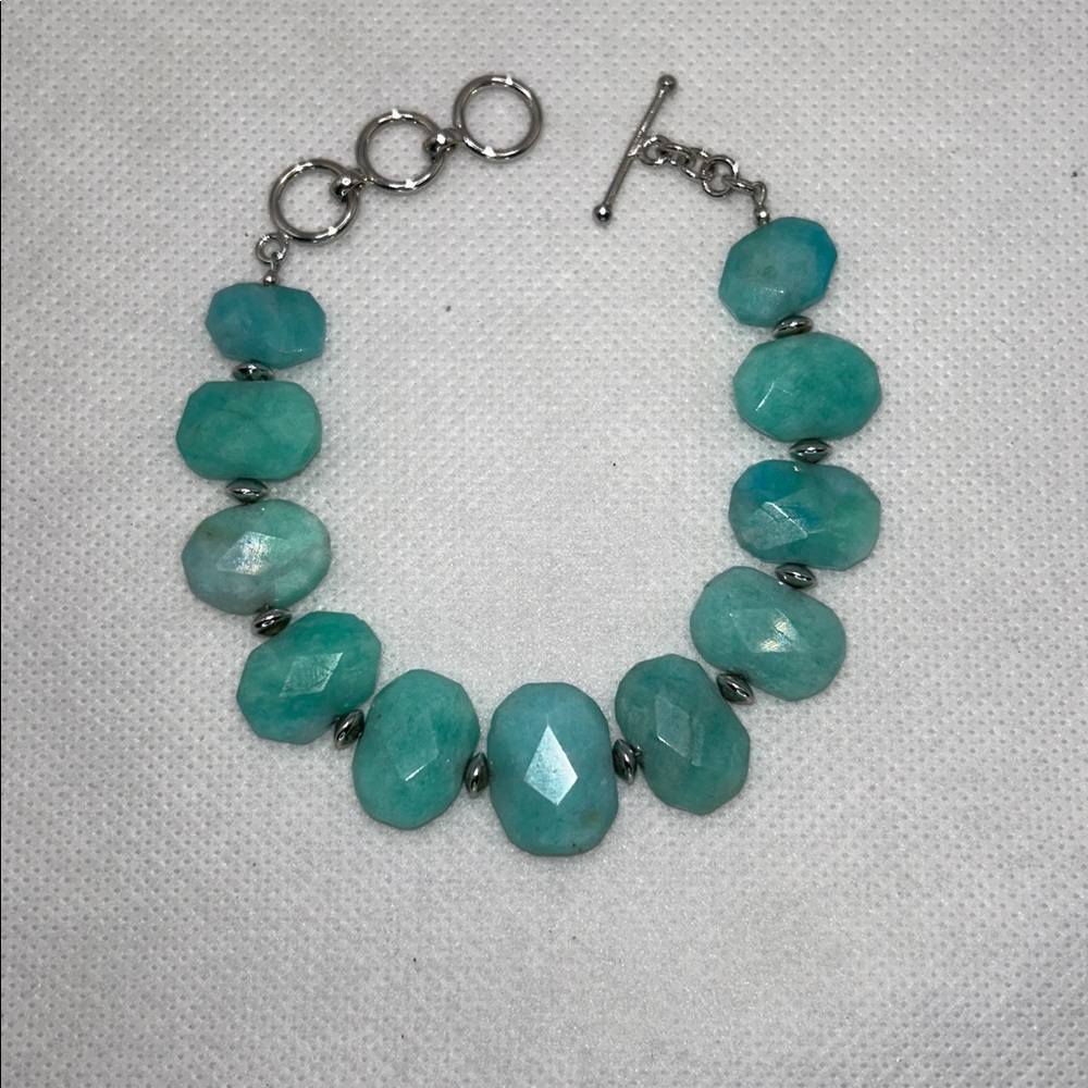 NWOT Artisan Handmade Genuine Amazonite Gemstone Toggle Closure Bracelet